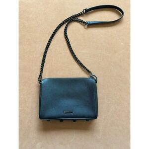 Rebecca Minkoff Avery Crossbody Bag Chain Strap‎ Studded Black Leather Small